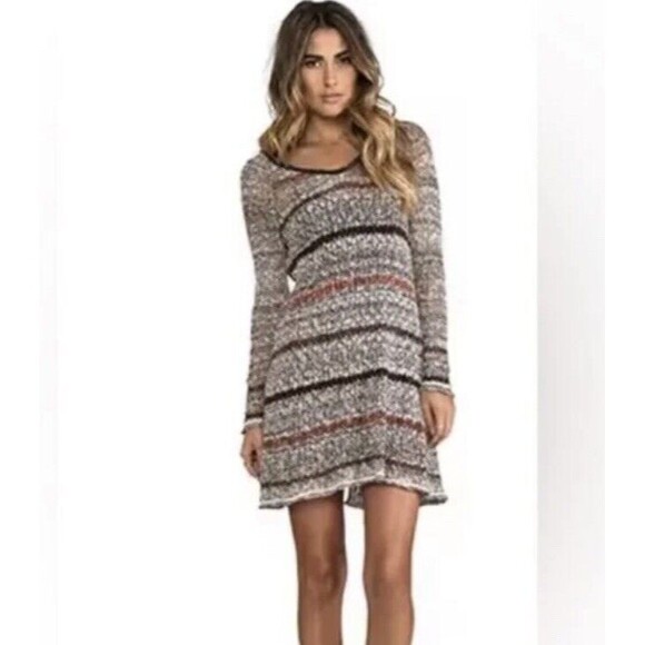 Free People Tunic Womens Small Life's a Beach Stripe Open Back Sweater Dress - Picture 1 of 13